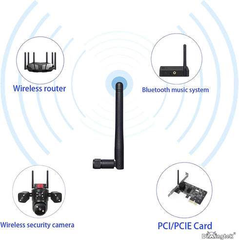 Dixingtek 6E 2.4GHz 5GHz 6GHz 4-Pack WiFi Tri-Band Bluetooth RP SMA Antenna, Compatible with WiFi Router Camera
