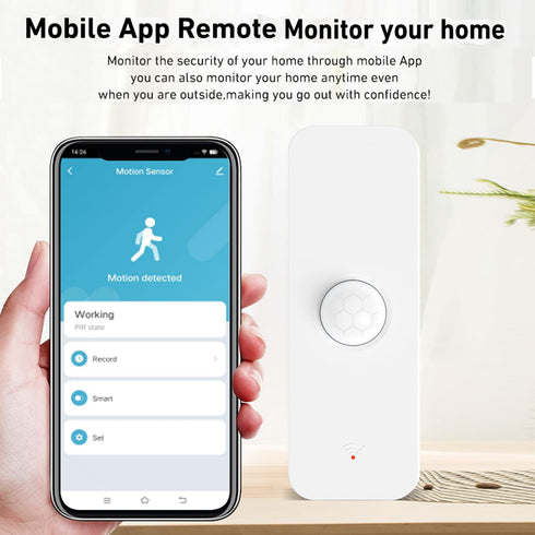 Smart PIR Motion Sensor: WiFi Motion Detector with App Notification Alerts, Wireless Contact Sensor for Home Security,