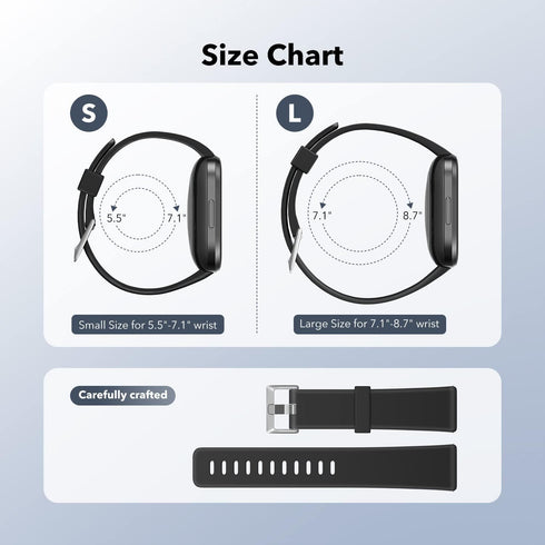 2 Pack Waterproof Bands Compatible with Fitbit Versa 2, Classic Soft Sports Replacement Wristbands for Women Men (Large
