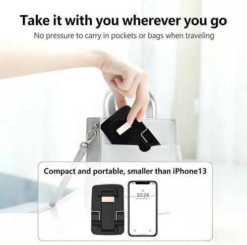 PTDFG Devices(1 Pack Adjustable Phone Stand for Desk - Foldable Cell Phone Holder for All Phones and Android Black)