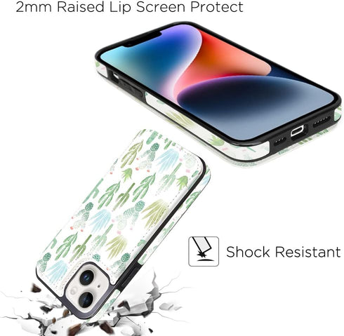uCOLOR Compatible with iPhone 13/14 6.1 Inch Wallet Case, Card Holder Folio Flip PU Leather Kickstand with RFID