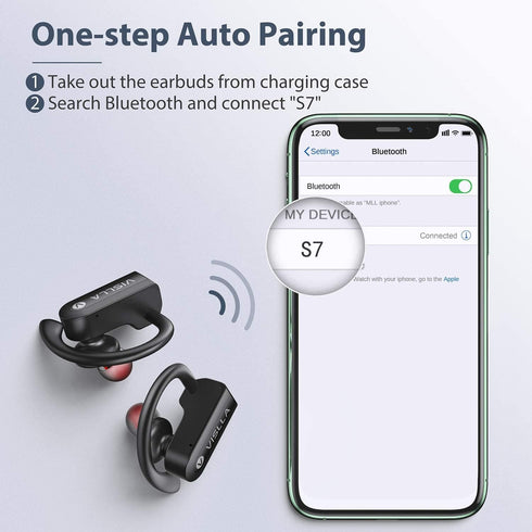 Wireless Earbuds with Microphone, Bluetooth Headphones Over The Ear, 70H Playback Time, Leather Display Case, HiFi