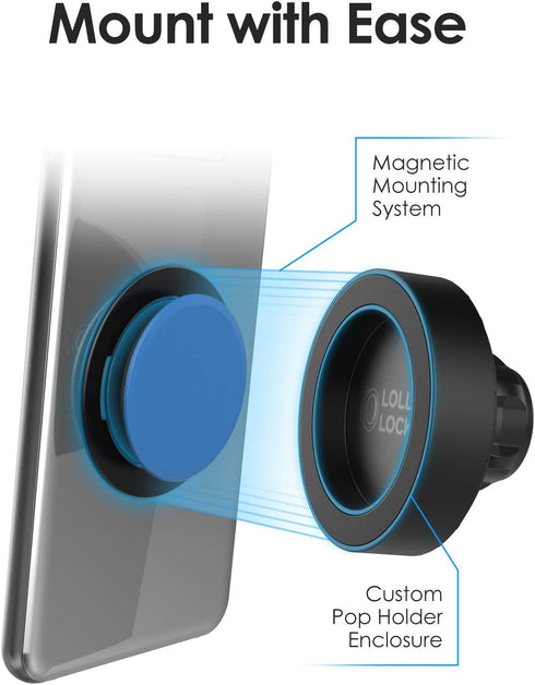 ENCASED LolliLockit CD Car Mount for Pop Phone Holder Grip, Magnetic Socket Holder (Patent Pending)