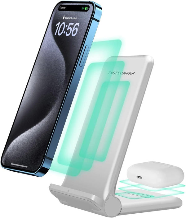 2 in 1 Wireless Charger - Foldable 20W Fast Wireless Charging Stand Compatible with iPhone 16/16