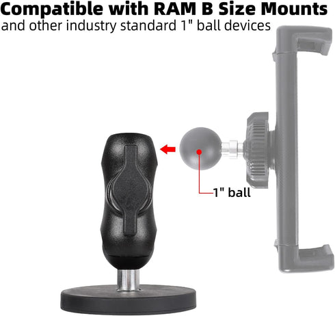 FPN 66mm 25mm /1 inch 2.36" Diameter Round Heavy-Duty Magnetic Base Mount with Rubber Coating Ball & Double Socket Arm