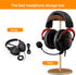 Headset Holder Stand, Wood and Aluminum Desktop Headphone Stand with Solid Heavy Base for All Headphone Sizes (Gold)