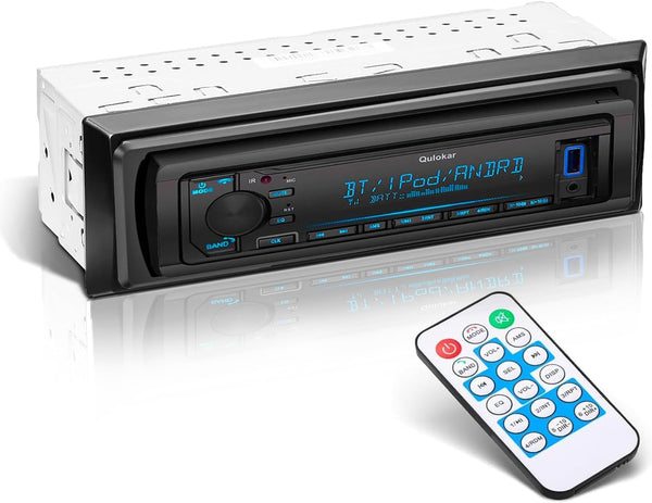 Single DIN Multimedia Car Stereo Radio, Bluetooth with Hands-Free Calling, USB Playback, AM/FM Radio Receiver Q5302