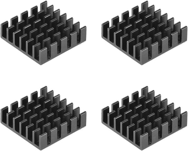 uxcell 6x20x20mm Black Aluminum Heatsink, Thermal Adhesive Pad Cooler for 3D Printers, 4Pcs