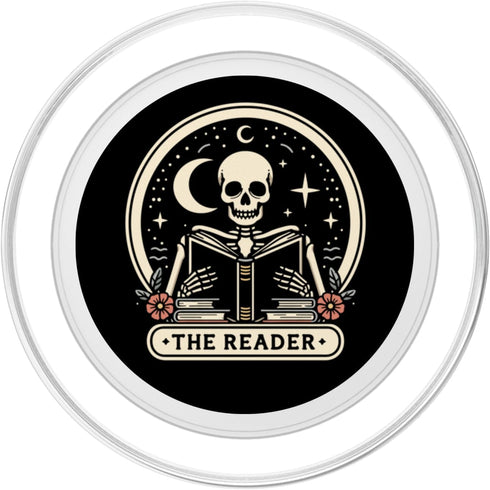 PopSockets MagSafe PopGrip for iPhone, The Reader Tarot Skeleton Gothic Bookish Lover