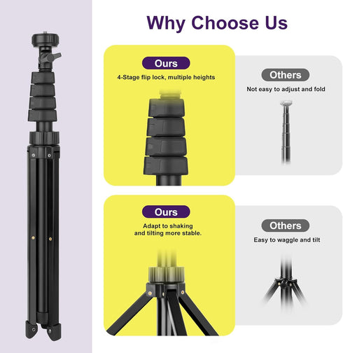 UBeesize 62" Phone Tripod & Selfie Stick, Camera Tripod Stand with Wireless Remote, Compatible with iPhone