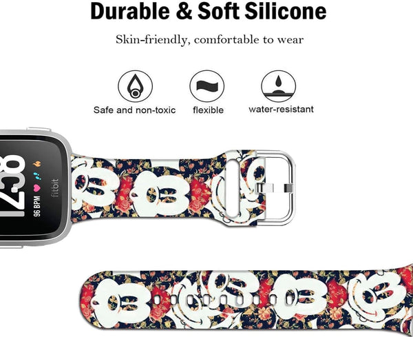 Mouse Theme Bands Compatible with Fitbit Versa 2/Versa/Versa Lite/Versa SEBand Fancy Soft Sport Silicone Cartoon Holiday Strap Men Women