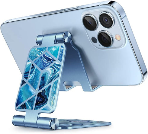 i-Blason Cell Phone Stand for Desk - Foldable Holder Fits All Smart Phones, iPhone 16 15 14 13 Pro Max, Blue