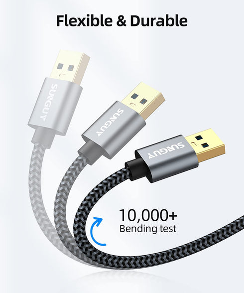 3.0 1FT 5Gbps SUNGUY USB Cable, USB Type A Male to Type A Male, Transfer Rate Up to Cable Compatible with Printers
