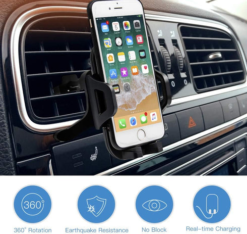 Car Phone Mount, Dashboard & Windshield Cell Phone Holder Stand with One-Touch Design, 360° Rotation for All Smartphones