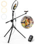 UBeesize 12" Selfie Ring Light with Stand and Overhead Phone Mount, 62" Tripod for Video Recording