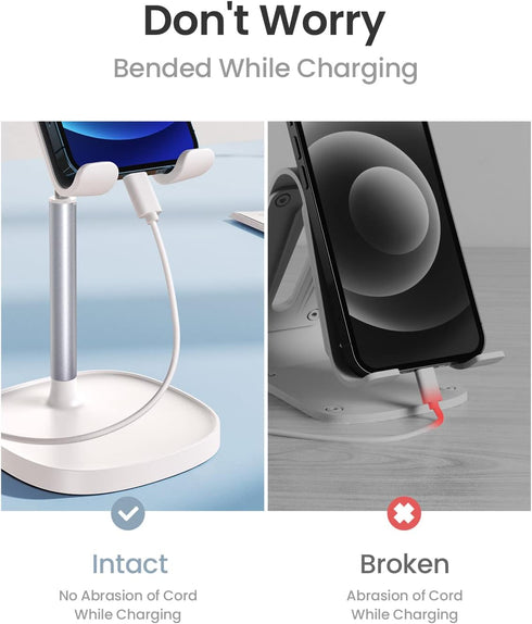 LISEN White Desk Organizers and Accessories, Adjustable Cell Phone Stand for 4-10in iPhone 13 Pro iPad Kindle Samsung