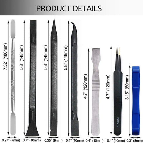 Ewparts Spudger Tool Kit Pry Tools for Electronics Repair, Metal Spudger, Plastic Spudger, Tweezers for Laptop