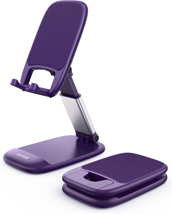 Lamicall Purple Phone Stand for Desk - Dark Purple Holder Compatible with iPhone 13 Pro Max Mini, 12 11 XR X 8 7 6 Plus