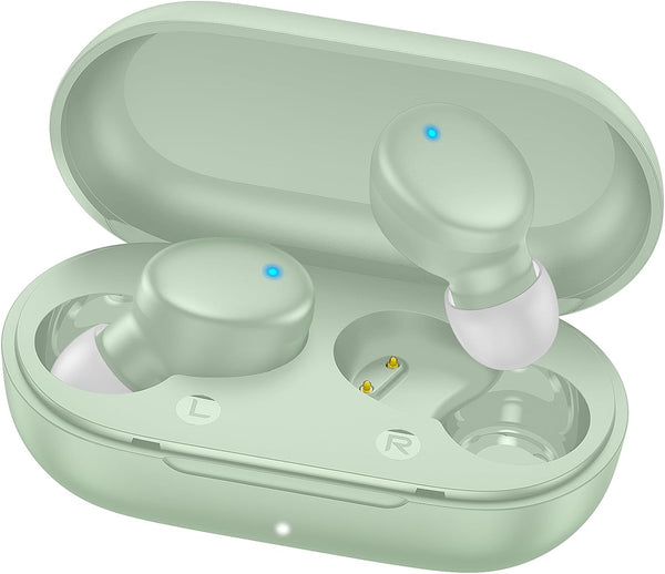 MOZOTER S8 Mini Wireless Earbuds Bluetooth 5.3, 60Hrs Playtime with Charging Case, Premium Sound for Sport, Green