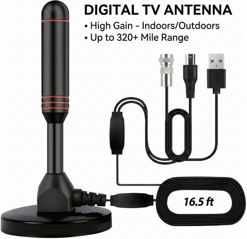 BAOZMINAN 4K 1080p,Easy Installation,16.5ft Cable,2 TV Antenna Smart TV Indoor,Long Range Reception for Local Channels