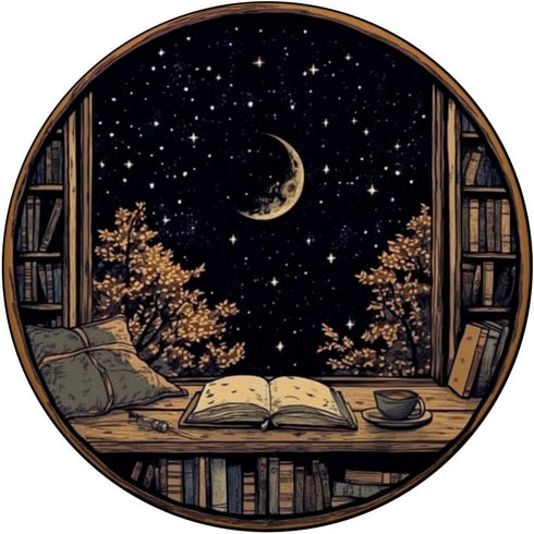 Moon Book Bookshelf Library Coffee Cup Star Pattern PopSockets Standard Grip