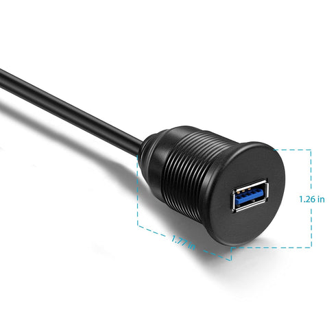 ICESPRING 3.0 3.0 -(3 1 USB Male to USB Female AUX Flush Mount Car Mount Extension Cable for Car Truck Boat Motorcycle