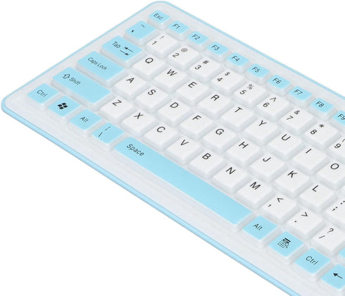 Foldable Silicone Keyboard - USB Wired 103 Keys Waterproof Rollup Keyboard, Soft Touch for PC, Laptop, Notebook (Blue)