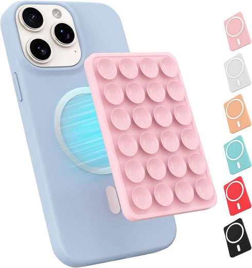 OPOM Magnetic Suction Phone Mount for MagSafe Case,Silicone Sticky Phone Grip Holder for