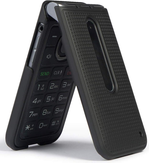 Nakedcellphone Case for LG Classic Flip, Black Protective Snap-On Hard Shell Cover with Grid Texture for LG Classic