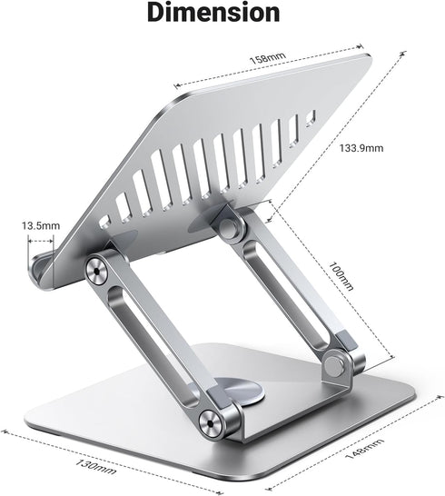 UGREEN 360 13 12 11 5 4 3 Tablet Stand Holder for Desk with Rotating Base Aluminum Dual Rod Support Adjustable Home