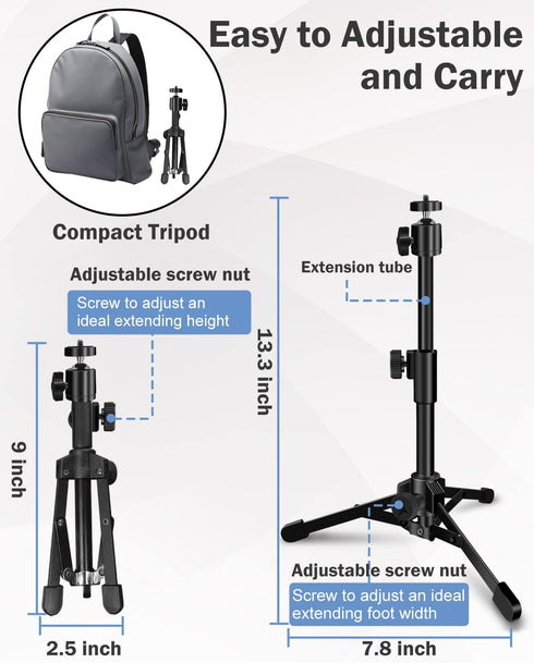 Desktop Webcam Tripod Stand for Logitech Stream Webcam C925e, C922x, C920, and Other Devices