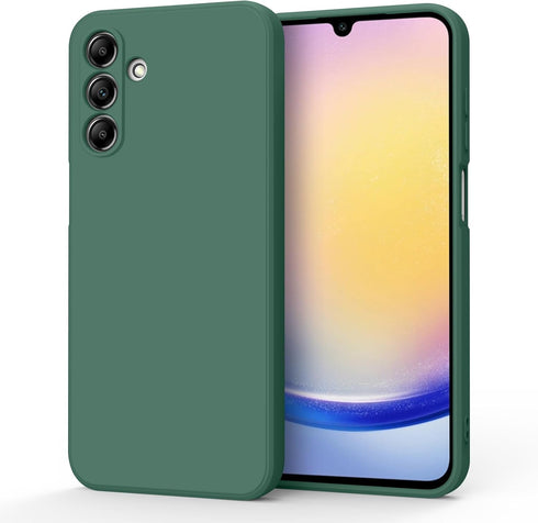 AK Samsung Galaxy A25 5G Case, Stylish Slim Liquid Silicone Full-Body Protective Cover, Dark Green
