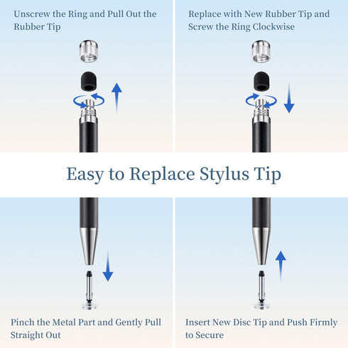 ChaoQ 2-in-1 12pcs Stylus Pen for Touchscreen, High Sensitivity and Precision Stylus Pens for iPad iPhone Android