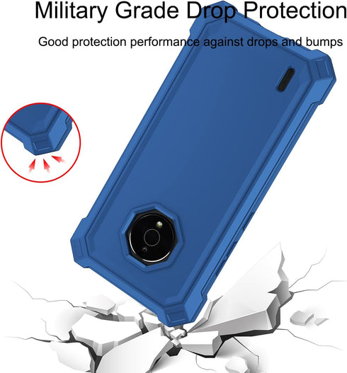 Nokia C200 Case, Blue 360 Full-Body Soft TPU Bumper with Tempered Glass Screen Protector