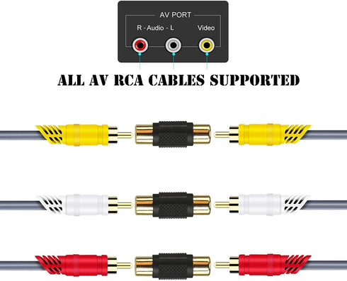 10 Pack Audio Video Gold RCA Female to Female Coupler Connector Adapters, Gold Plated for Phono, Speaker, RCA Cable