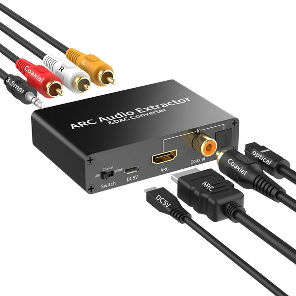 Tihokile HDMI ARC Audio Extractor, 192KHz DAC Audio Converter, Digital to Analog Converter
