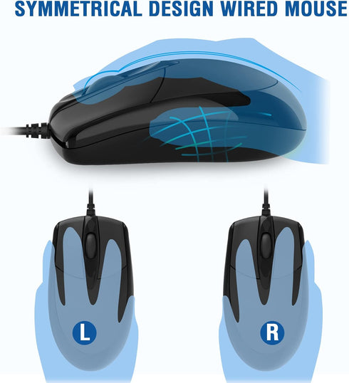 Wired Keyboard and Mouse Combo, EDJO Full-Sized Ergonomic Keyboard with Palm Rest and Optical Wired Mouse