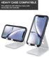 Adjustable Cell Phone Stand, OMOTON Aluminum Desktop Stand with Anti-Slip Base and Charging Port, Silver