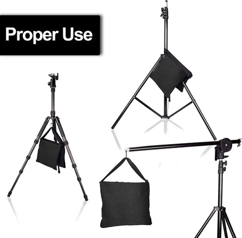 -4 Packs Set(Black) EMART Heavy Duty Sandbag Photo Studio Weight Bag Saddlebag Design for Photography Light Stand
