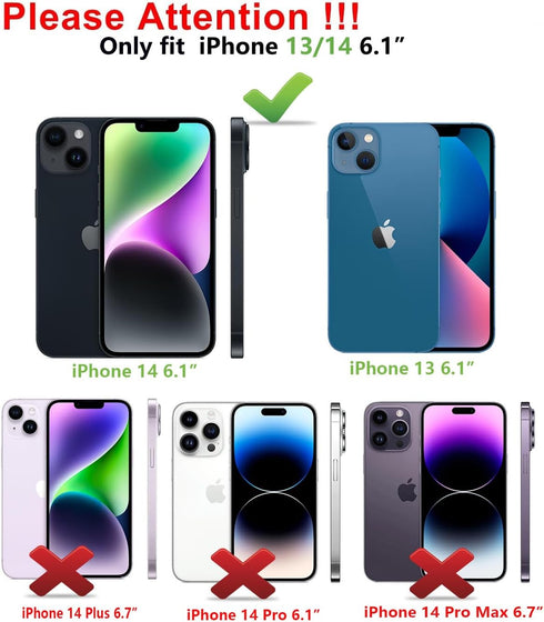 SunStory 13/14 3-Layer Cover,3 1 13/14 6.1", Compatible with iPhone Case with HD Screen Protector, Heavy Duty Full-Body