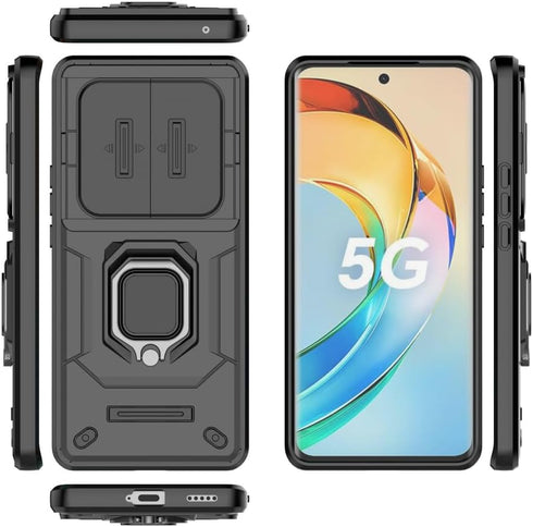 Compatible with Honor X50 5G Bracket Shell,Compatible with Honor X9b 5G Case,with Slide Camera Lens Cover Compatible with Honor X50 5G ALI-AN00 / X9b 5G Case Black
