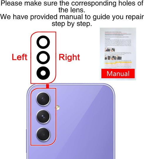 2PCS Galaxy A54 Back Rear Camera Lens Glass Replacement, ASDAWN for Samsung Galaxy A54 with Free Lens Film & Repair Tool