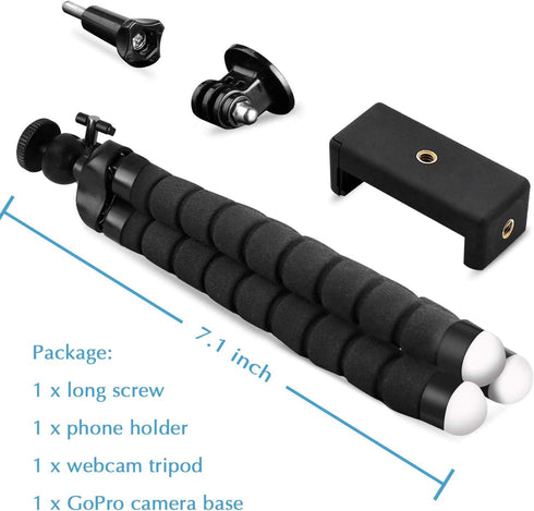 Flexible Webcam Stand and Cell Phone Tripod - Holder for Logitech, Nexigo Webcam, GoPro Camera and More