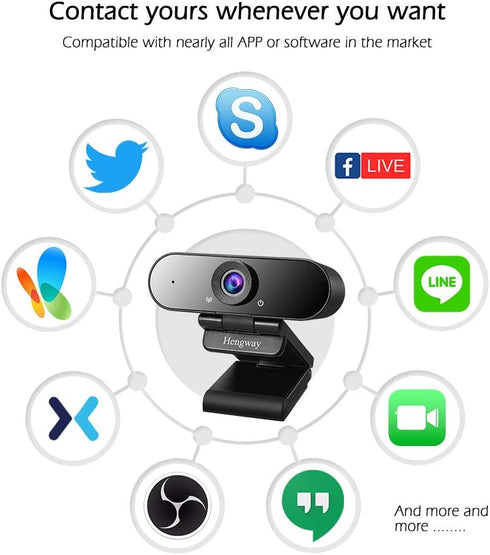 Hengway 1080P terminal,110 Webcam with Stereo Microphone and Privacy cover , FULL HD by USB Wide-Angle