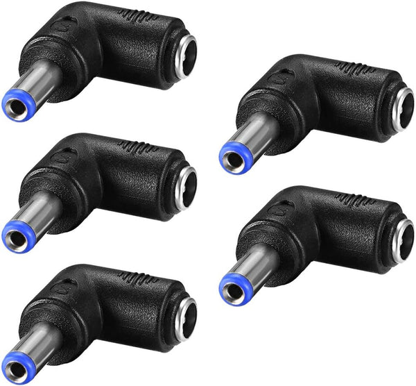 uxcell 5Pcs 90 Degree Angle DC Power Connector Adapter 5.5mmx2.1mm Male Plug to Female Jack Coupler for Laptop CCTV
