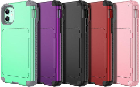 WeLoveCase iPhone 11 Wallet Case for Women, Men Defender Credit Card Holder Cover with Hidden Mirror, Shockproof
