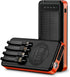 Outdoor Solar Portable Power Bank with Wireless Charging, 10000mAh Battery, IP65 Waterproof, LED Flashlight