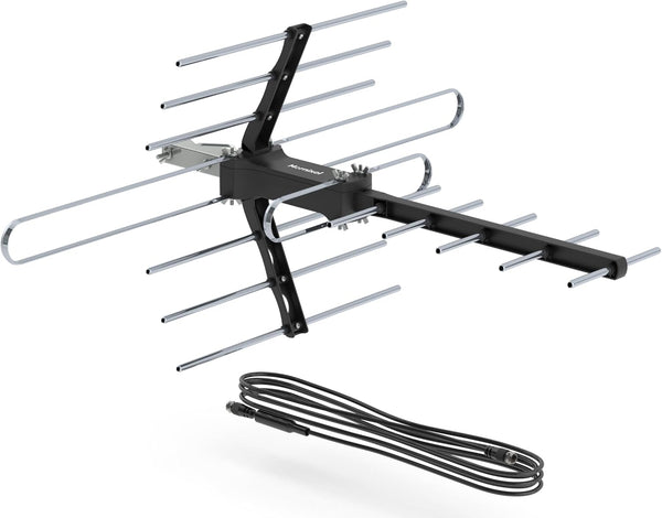 Mornixol Outdoor TV Antenna, 70-Mile Range Digital TV Antenna, Easy No-Tools Installation, Weather-Resistant,
