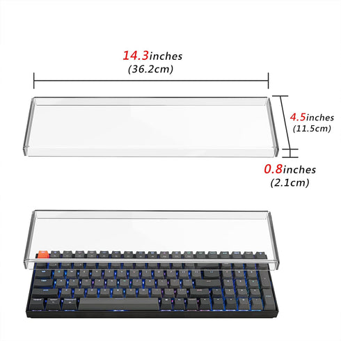 Geekria 90%-96% Keyboard Dust Cover, Clear Acrylic Keypads Cover for 100 Keys Computer Mechanical Wireless Keyboard,