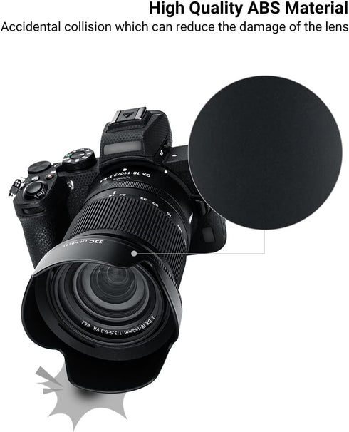 Lens Hood for NIKKOR Z DX 18-140mm F3.5-6.3 VR Lens, Reversible Shade, Replace Nikon HB-101